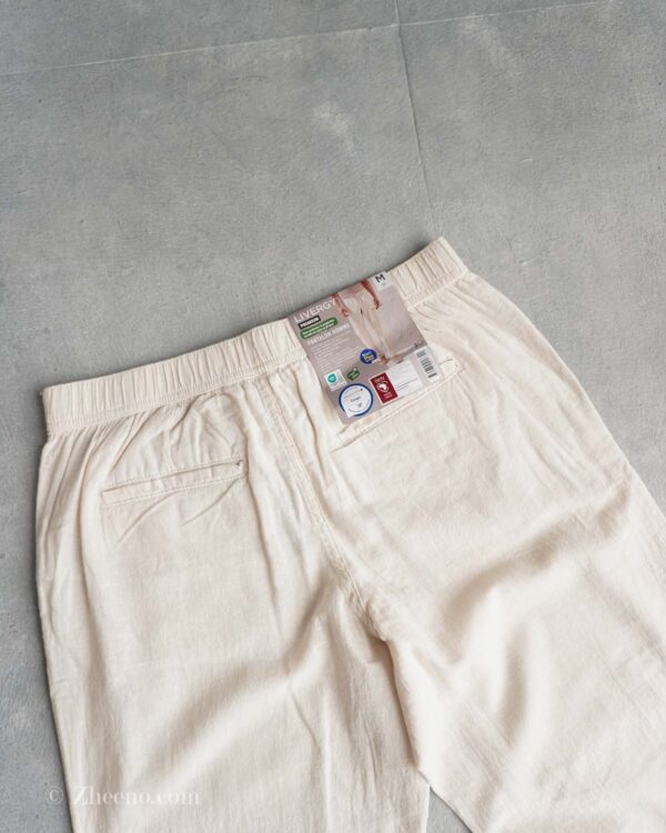 شلوار لینن کمر کشی بند دار شیری Livergy