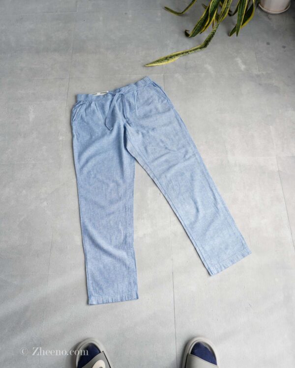 شلوار لینن کمر کشی بند دار آبی Livergy
