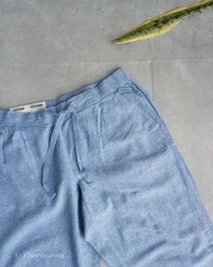 شلوار لینن کمر کشی بند دار آبی Livergy