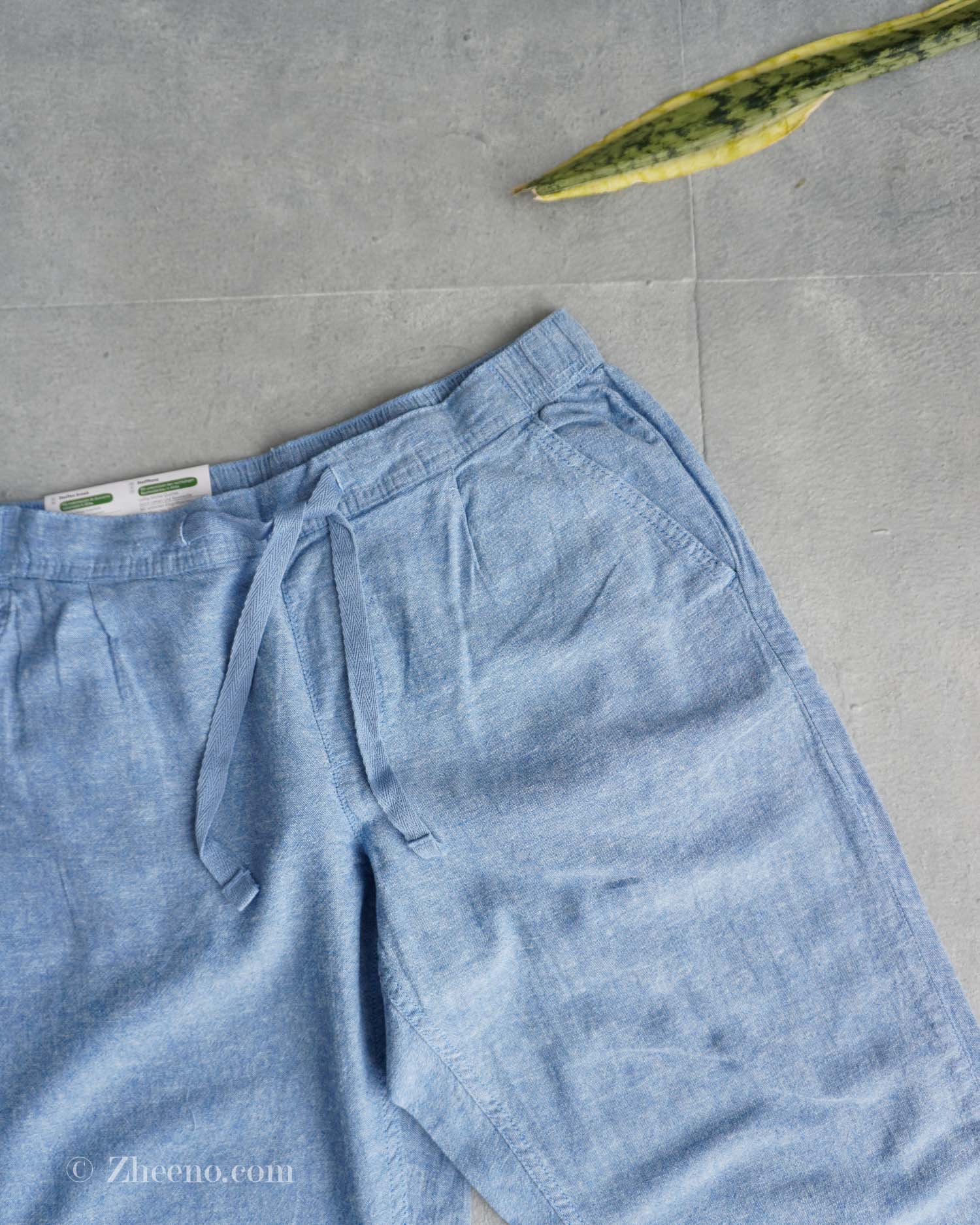 شلوار لینن کمر کشی بند دار آبی Livergy