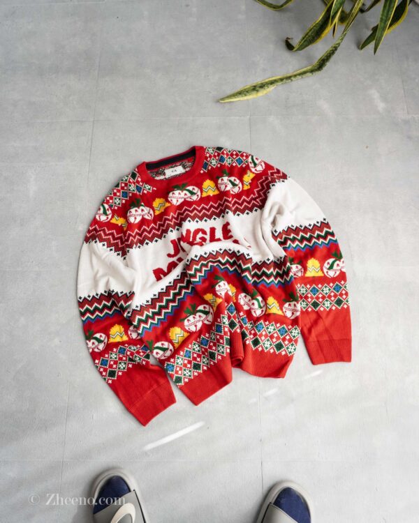 بافت کریسمسی قرمز طرح دار C&A