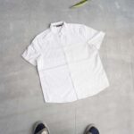 پیراهن لینن آستین کوتاه راه راه سفید Livergy