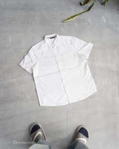 پیراهن لینن آستین کوتاه راه راه سفید Livergy