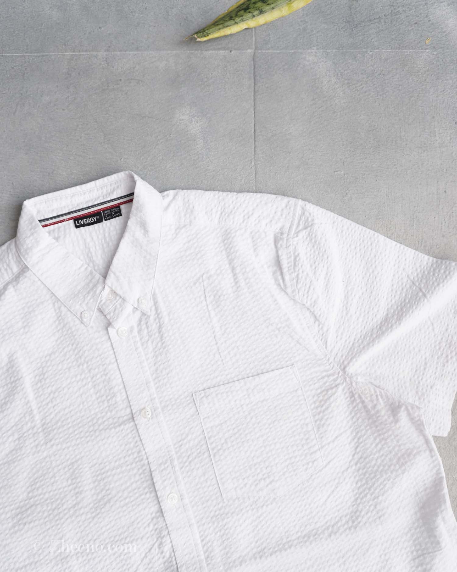پیراهن لینن آستین کوتاه راه راه سفید Livergy