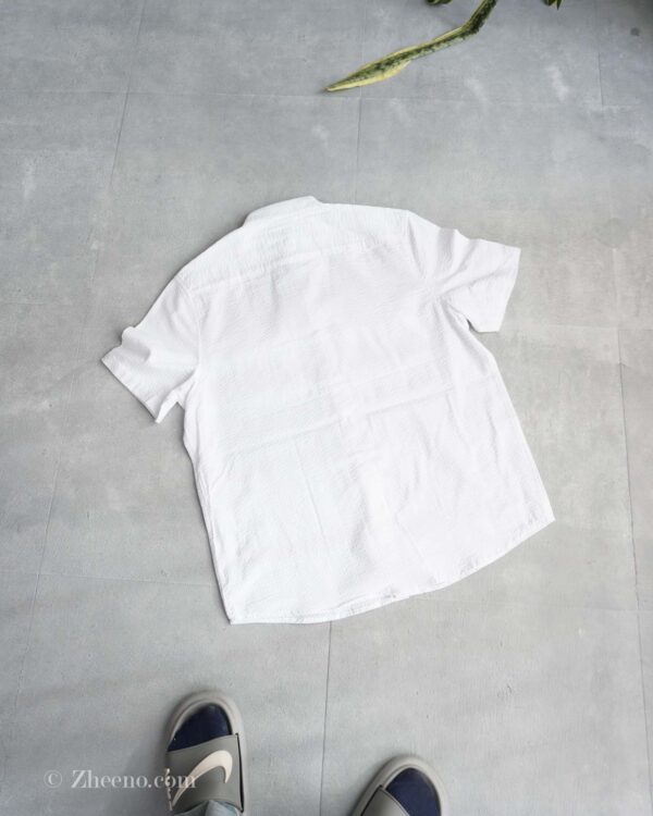 پیراهن لینن آستین کوتاه راه راه سفید Livergy