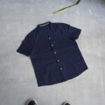 پیراهن لینن آستین کوتاه راه راه سرمه ای تیره Livergy