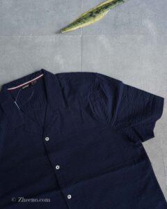 پیراهن لینن آستین کوتاه راه راه سرمه ای تیره Livergy