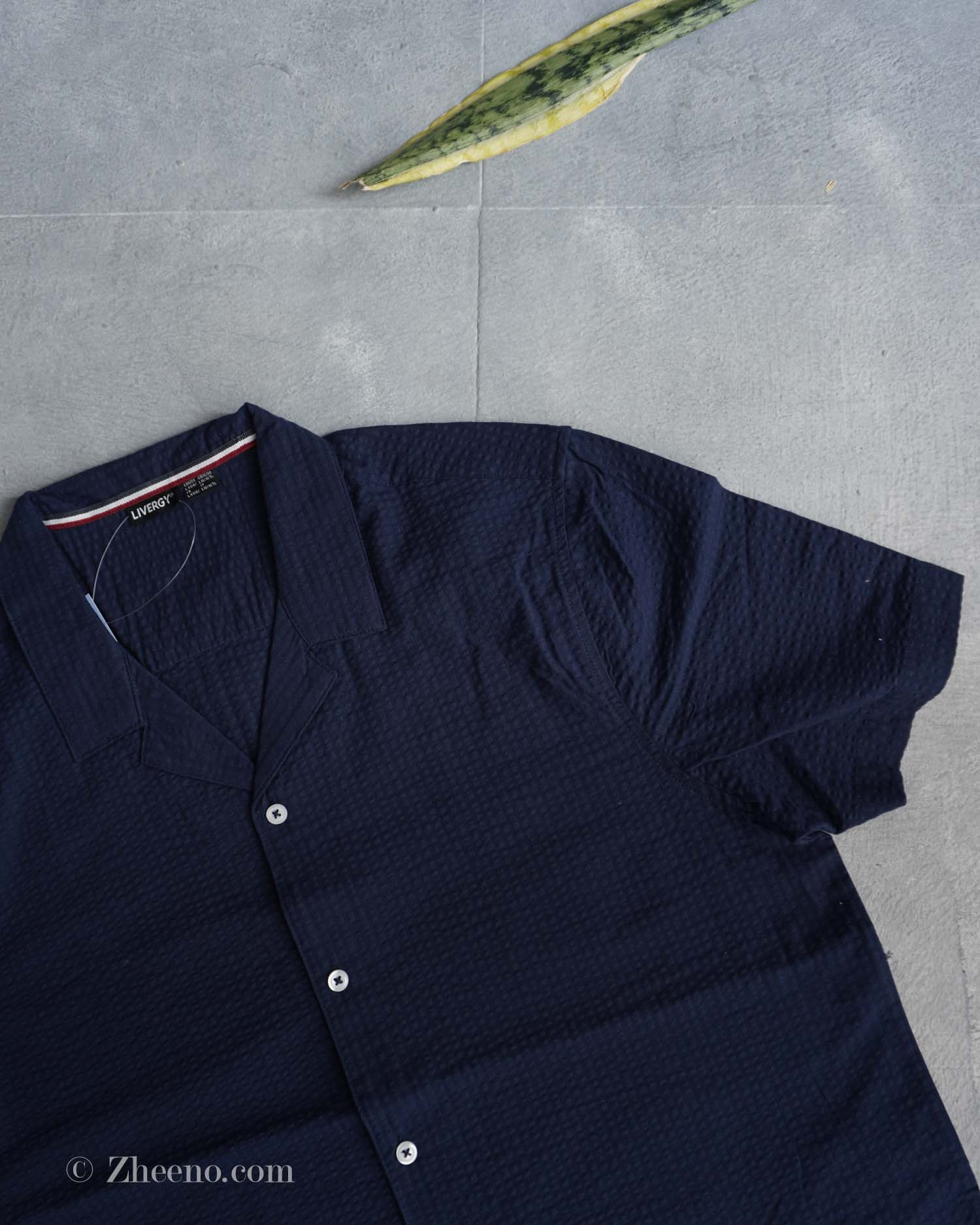 پیراهن لینن آستین کوتاه راه راه سرمه ای تیره Livergy