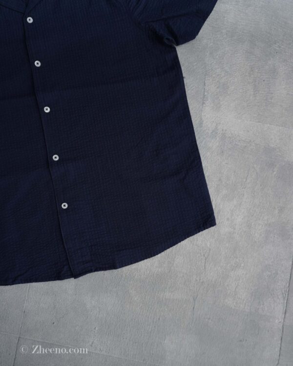 پیراهن لینن آستین کوتاه راه راه سرمه ای تیره Livergy