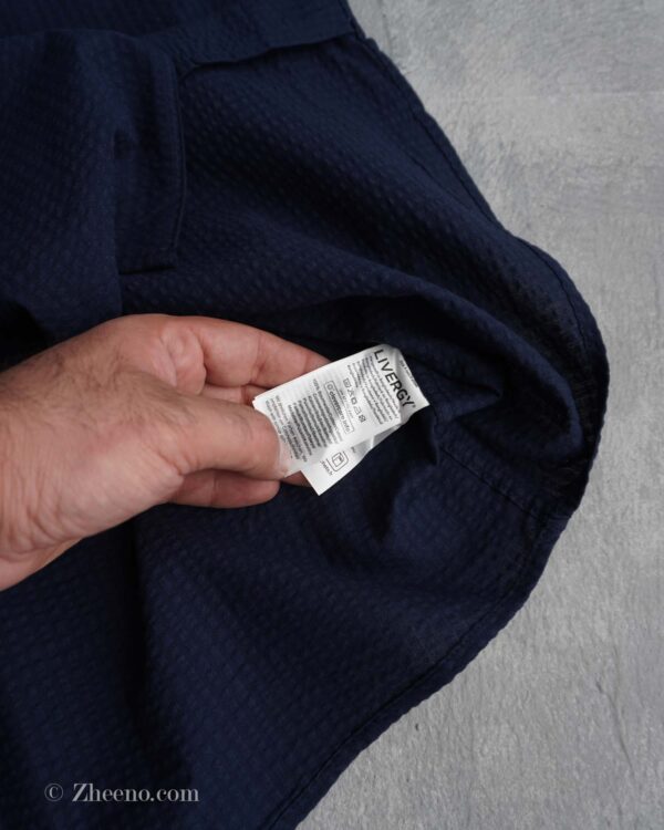 پیراهن لینن آستین کوتاه راه راه سرمه ای تیره Livergy