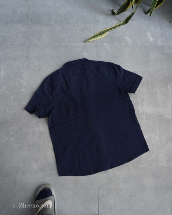 پیراهن لینن آستین کوتاه راه راه سرمه ای تیره Livergy