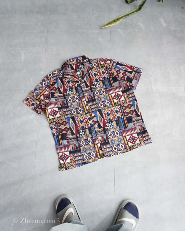 پیراهن لینن آستین کوتاه طرح دار Livergy