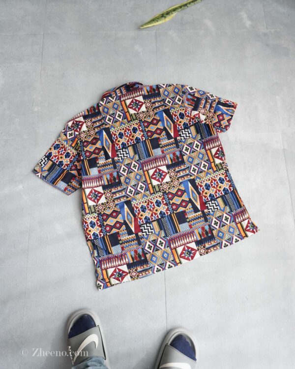 پیراهن لینن آستین کوتاه طرح دار Livergy