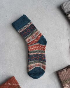 جوراب پشمی وینتیج سبزآبی