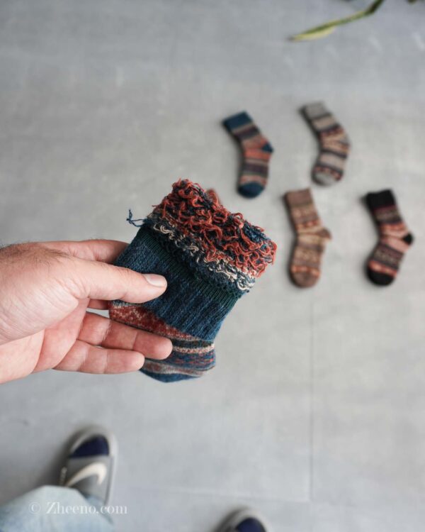 جوراب پشمی وینتیج سبزآبی