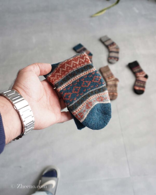 جوراب پشمی وینتیج سبزآبی