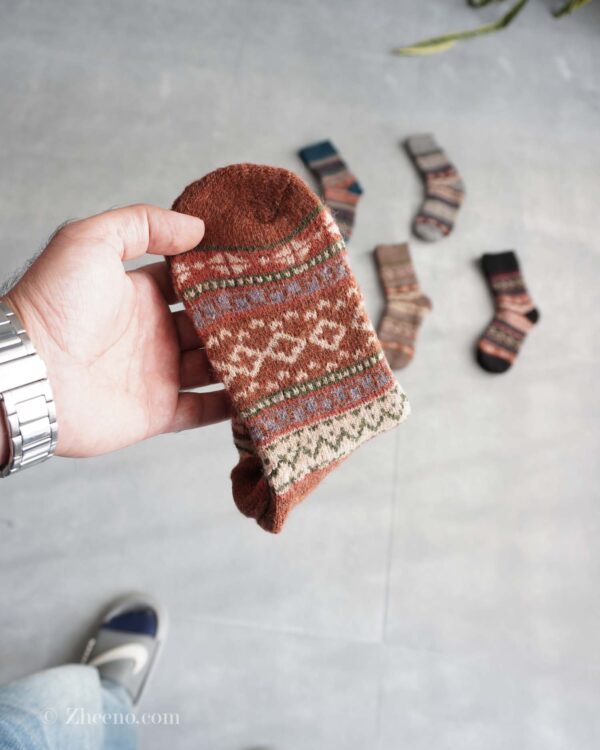 جوراب پشمی وینتیج قهوه ای