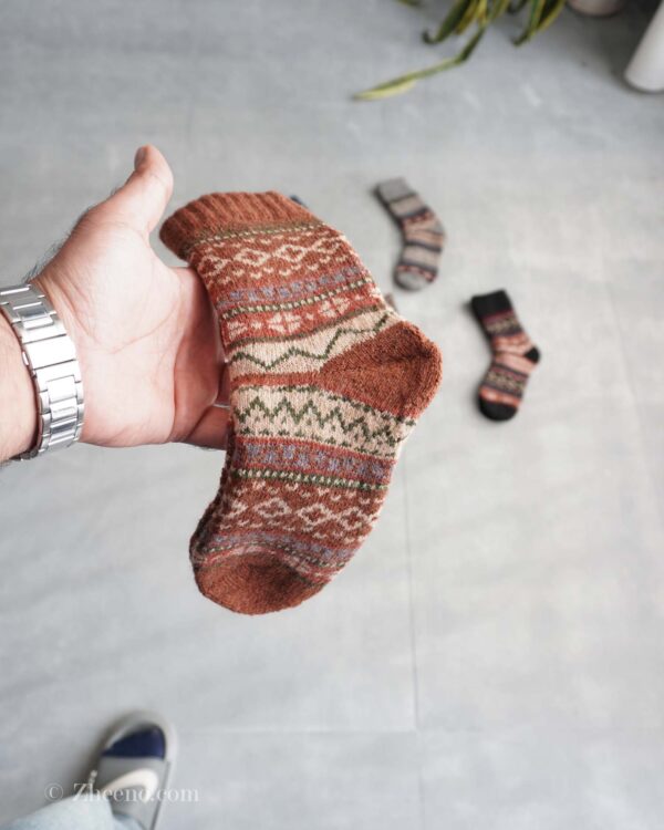 جوراب پشمی وینتیج قهوه ای