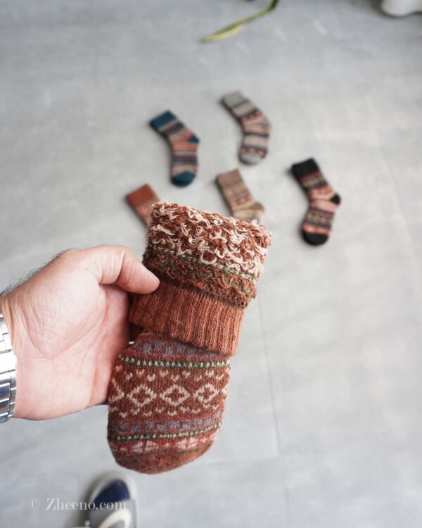 جوراب پشمی وینتیج قهوه ای