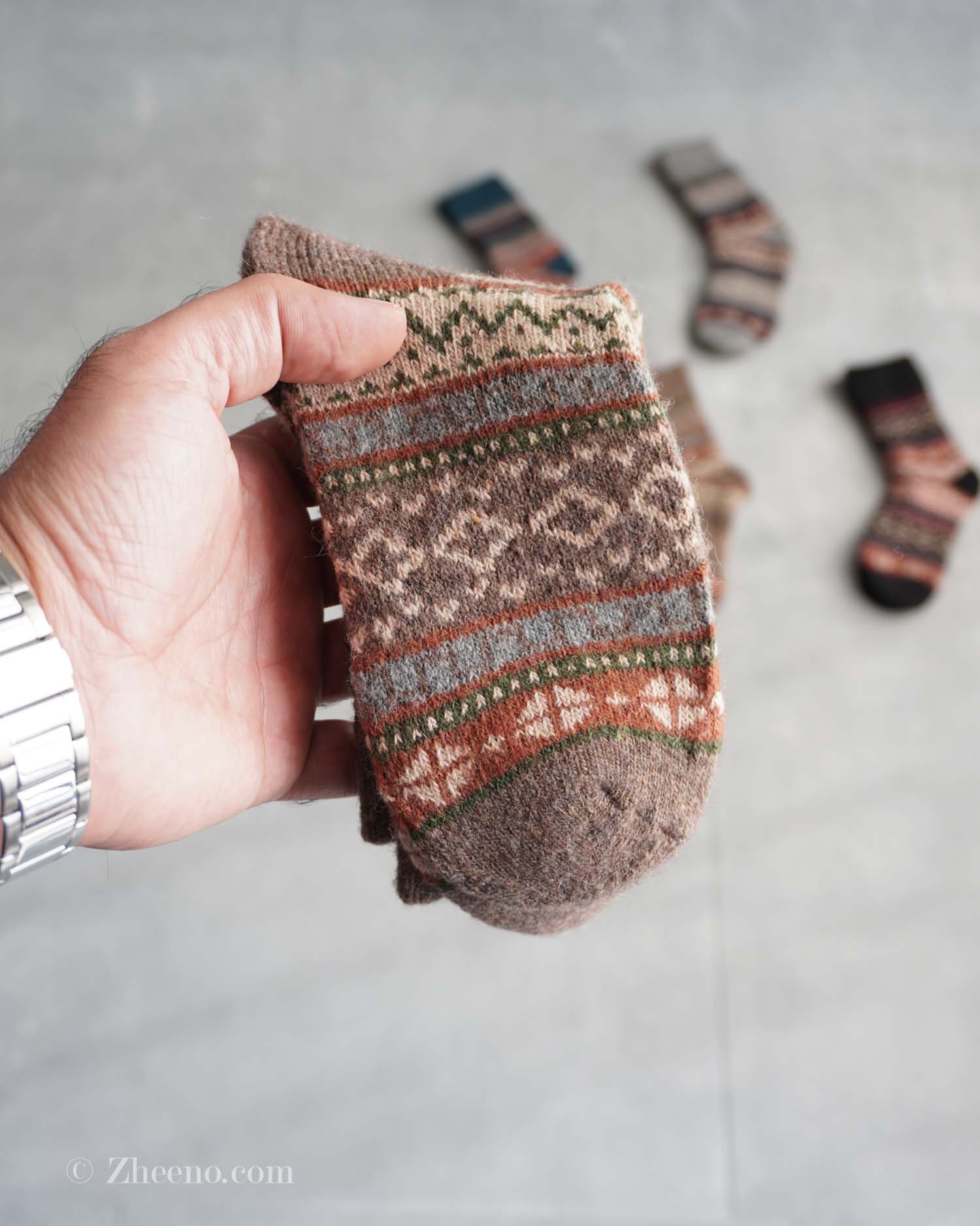 جوراب پشمی وینتیج خاکی