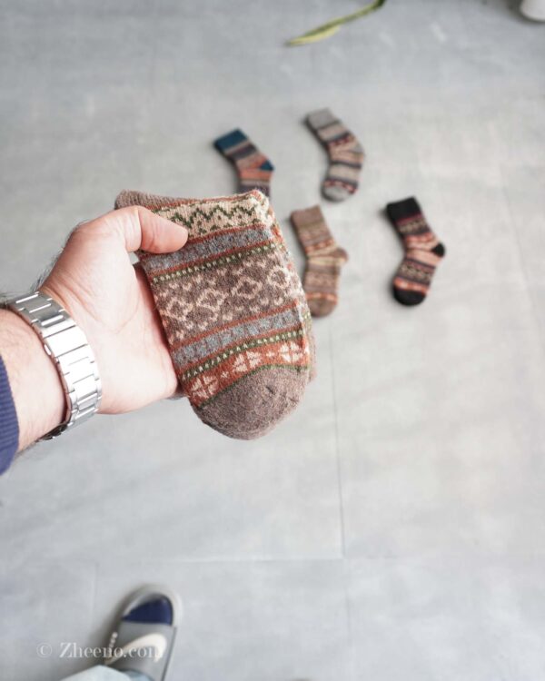 جوراب پشمی وینتیج خاکی