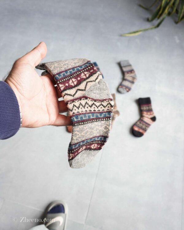 جوراب پشمی وینتیج طوسی