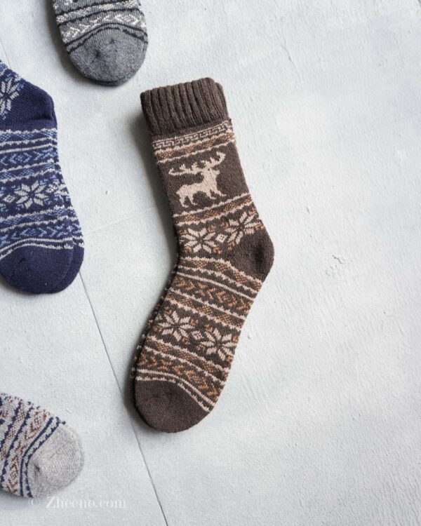 جوراب پشمی وینتیج ضخیم قهوه ای