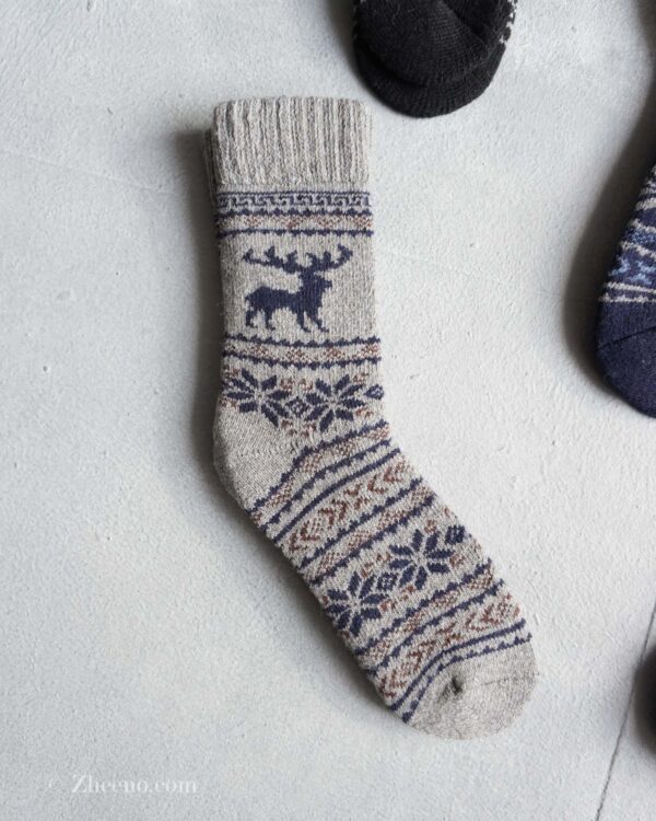 جوراب پشمی وینتیج ضخیم طوسی