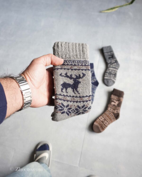 جوراب پشمی وینتیج ضخیم طوسی