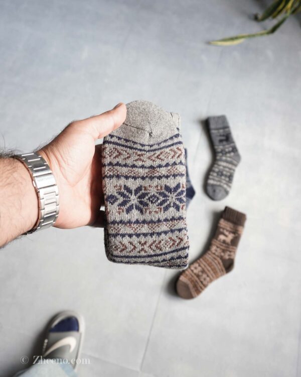 جوراب پشمی وینتیج ضخیم طوسی