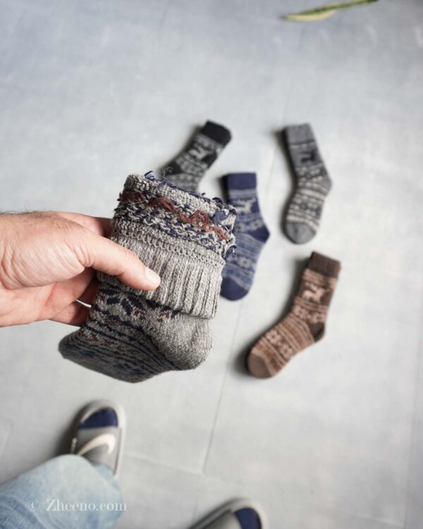 جوراب پشمی وینتیج ضخیم طوسی