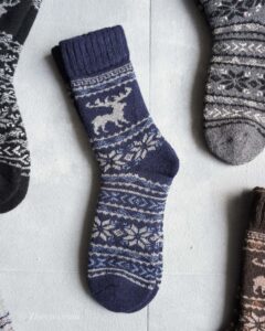 جوراب پشمی وینتیج ضخیم سرمه ای