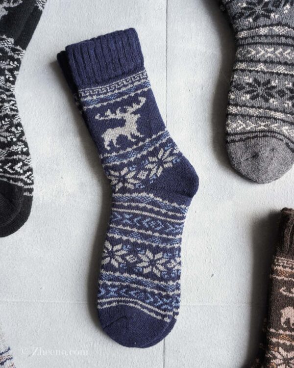 جوراب پشمی وینتیج ضخیم سرمه ای