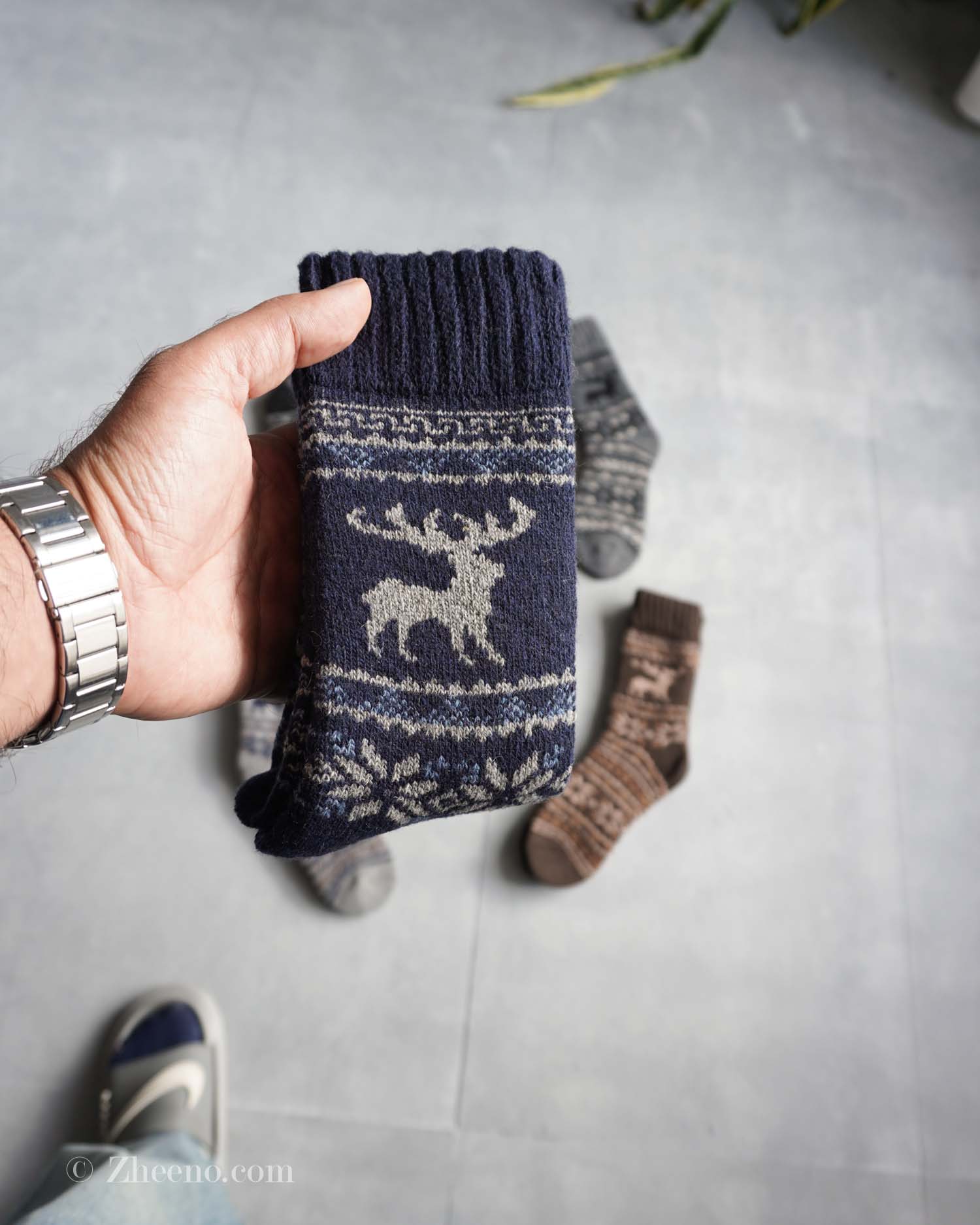 جوراب پشمی وینتیج ضخیم سرمه ای