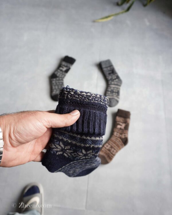 جوراب پشمی وینتیج ضخیم سرمه ای