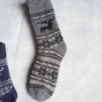 جوراب پشمی وینتیج ضخیم طوسی تیره