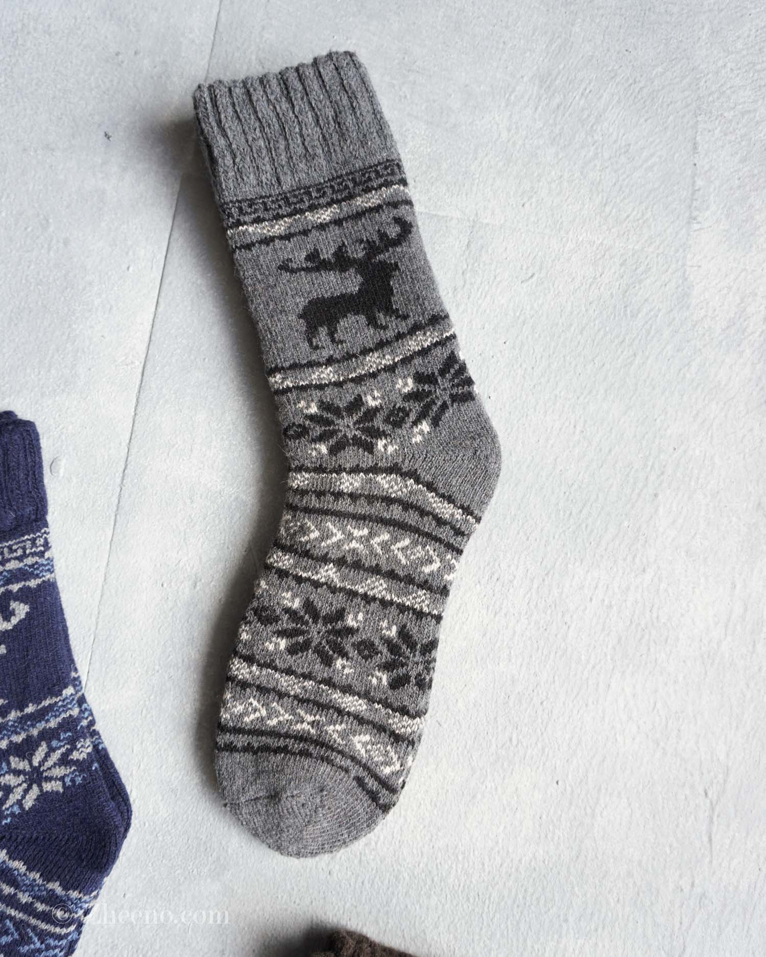 جوراب پشمی وینتیج ضخیم طوسی تیره