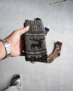 جوراب پشمی وینتیج ضخیم طوسی تیره