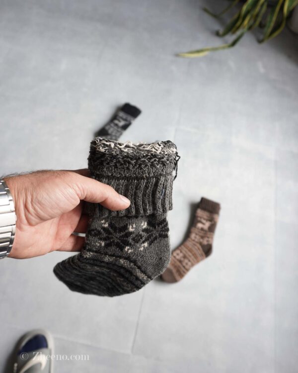 جوراب پشمی وینتیج ضخیم طوسی تیره