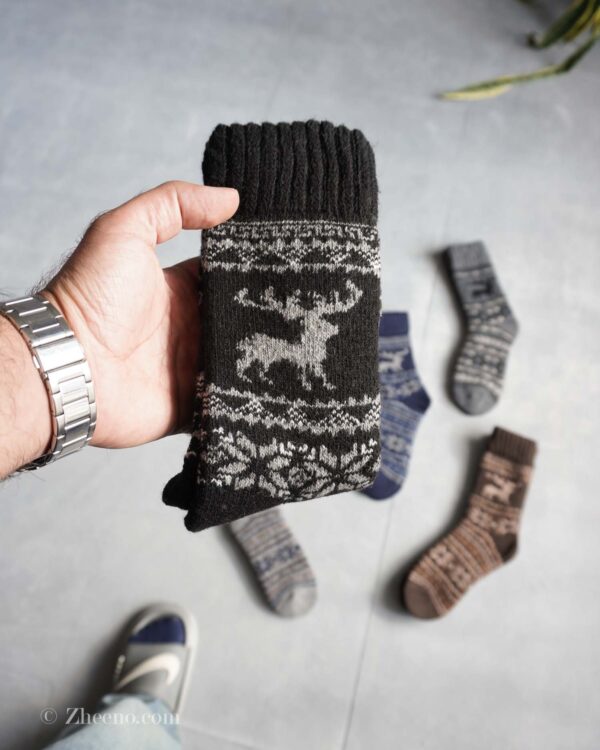 جوراب پشمی وینتیج ضخیم مشکی