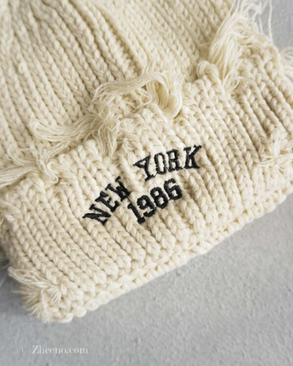 کلاه بافت زاپ دار شیری