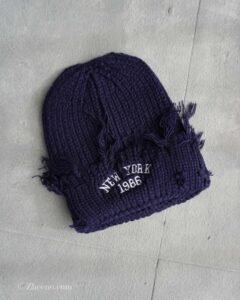 کلاه بافت زاپ دار سرمه ای