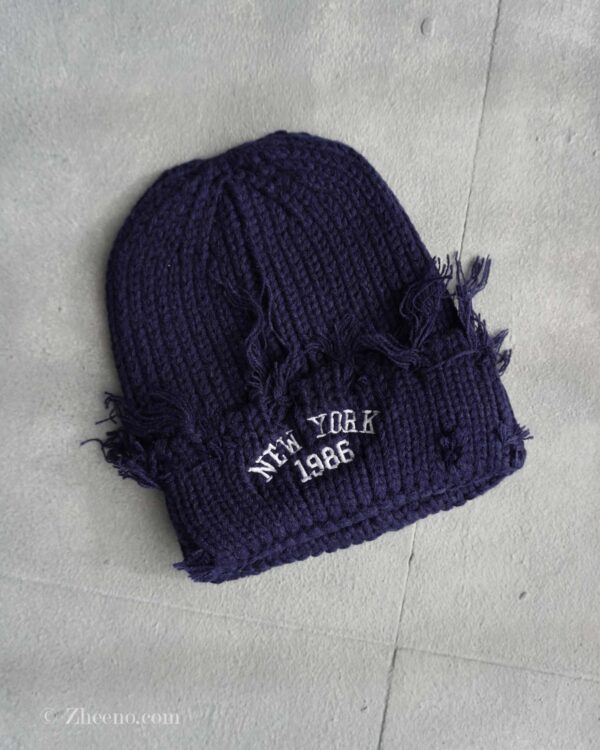 کلاه بافت زاپ دار سرمه ای