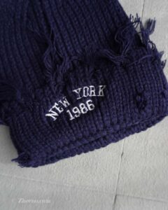 کلاه بافت زاپ دار سرمه ای