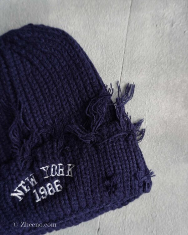 کلاه بافت زاپ دار سرمه ای