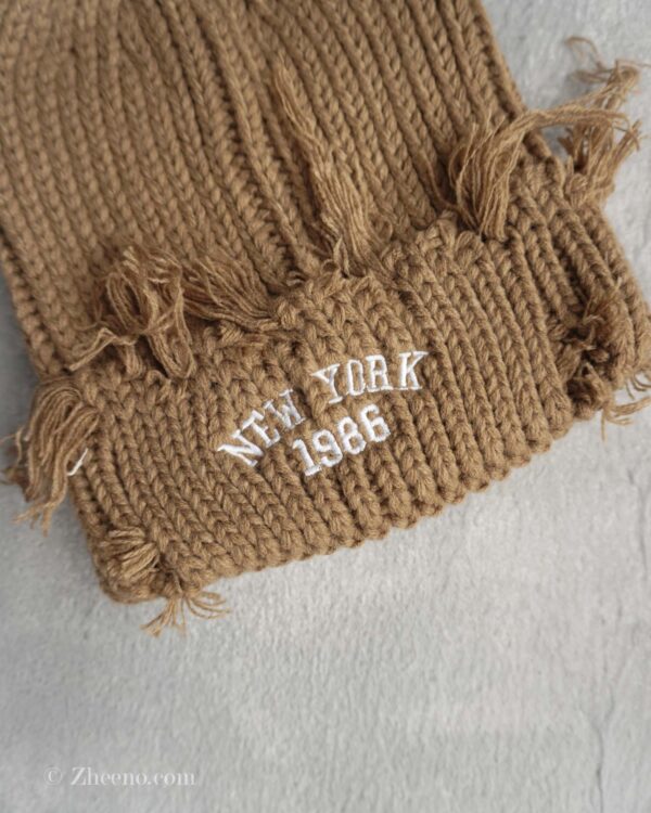 کلاه بافت زاپ دار نسکافه ای