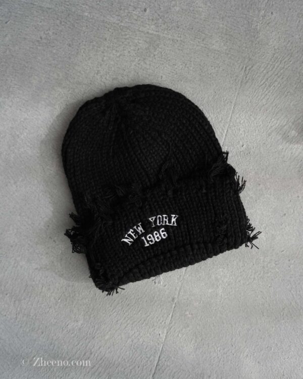 کلاه بافت زاپ دار مشکی