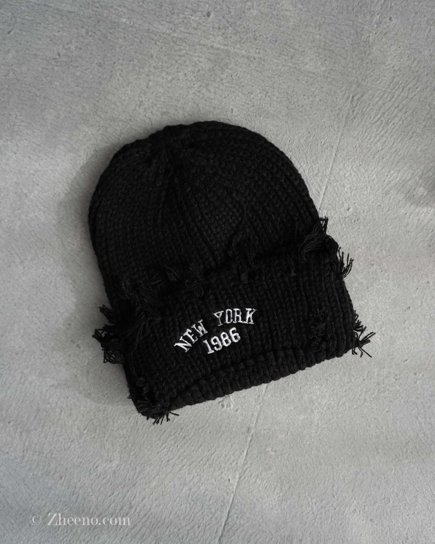 کلاه بافت زاپ دار مشکی