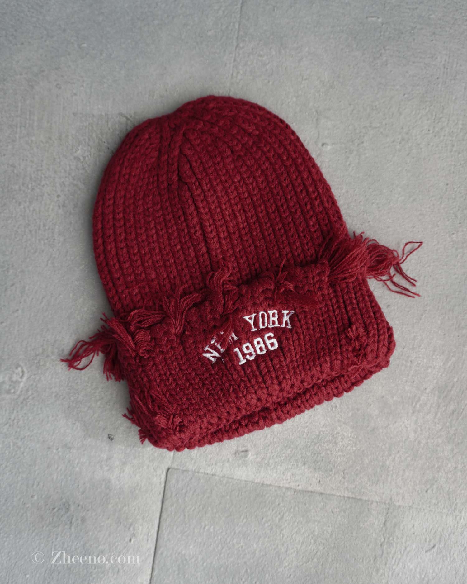 کلاه بافت زاپ دار زرشکی