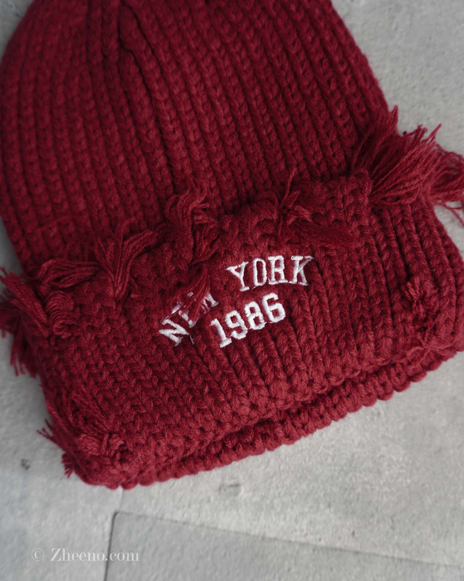 کلاه بافت زاپ دار زرشکی